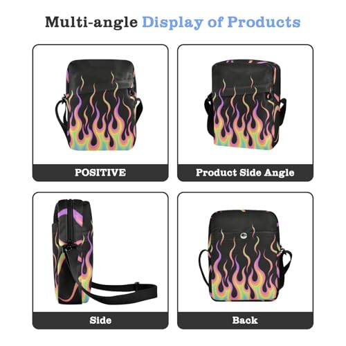 messenger bag for women crossbody men shoulder bag Handbag For Travel Adjustable Strap for Outdoor Daily Outdoor Daily- Flowing Fire Giraffe Colorful4