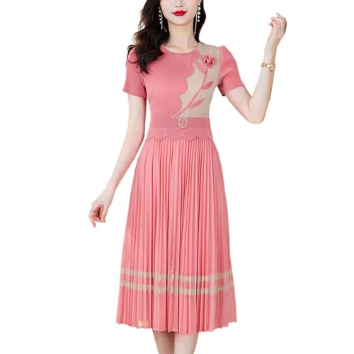 Robe d'été vintage respirante à col rond et manches courtes légères