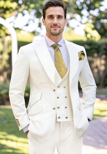 Men's 3 Piece Suit for Men Casual Double Breasted Blazer Jacket Vest Pants Formal Business Wedding Tuxedo2