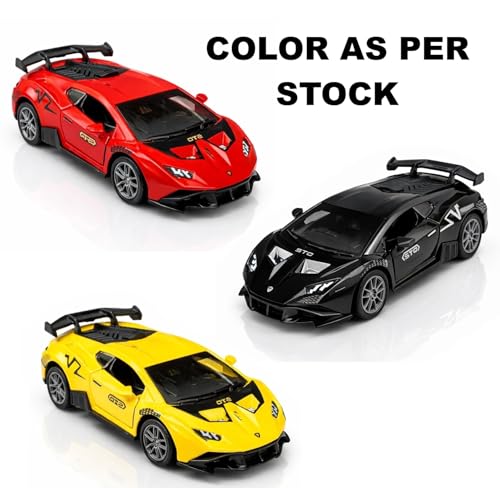 Image of 1:36 Scale Lamborghini Huracan STO Die-Cast Toy Car - Alloy Pull Back Vehicle with Openable Doors, Realistic Detailing Sports Car Model for Kids, Boys & Collectors (Black)