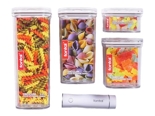 fontal Electric Vacuum Sealer Machine and 4 Airtight Food Storage Container (0.5Qt / 1.2Qt / 1.8Qt / 2.4Qt) Meal Prep, Leakproof