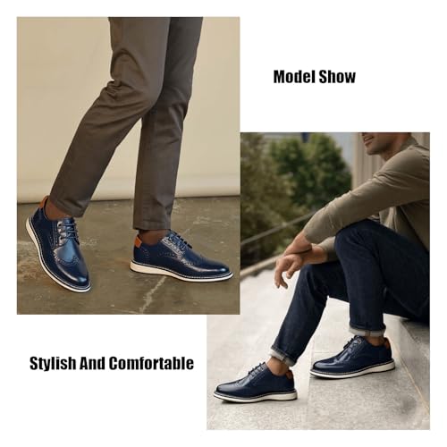 Men's Leather Wing Tip Patchwork Walking Gatsby Brogues Fashion Flat Round Toe Lace Up Work Dress Derby Shoes for Business Leisure Daily3