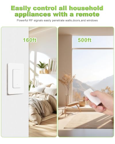 Image of Greencycle Remote Control Outlet 2 Plugs,Detachable Wireless Light Switch