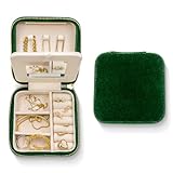 Benevolence LA Jewellery Box for Women | Travel Jewellery Box | Small Jewellery Case Organiser | Velvet Jewellery Organiser | Earring Organiser Box with Mirror - Emerald