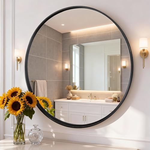 Image of NEWBULIG Bathroom Mirror, Wall Mirror with Aluminum Alloy Thin Frame, Bathroom Mirrors for Over Sink, Bedroom, Living Room, Entryway