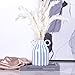 oliruim Ceramic Blue and White Striped Vase with Handle, Modern Minimalist Coastal Decor Home for Centerpieces for Tables, Kitchen Office, Bookshelf, Bedroom Aesthetic Decor (A)