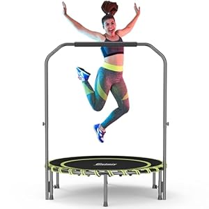 40″ Fitness Trampoline with Adjustable Handle Bar Silent Mini Trampoline Bungee Rebounder Jumping Cardio Trainer Workout for Adults – Maximum Load 150 kg