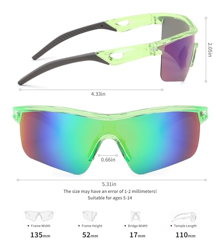 Image of FEISEDY Kids Polarized Sports Sunglasses, TR90 UV400 Baseball Cycling
