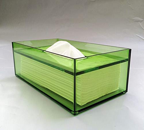 RuixinshiCreative Transparent Tissue Box Clear Napkin Holder Lovely Acrylic Rectangular Holder Box Cover,Green
