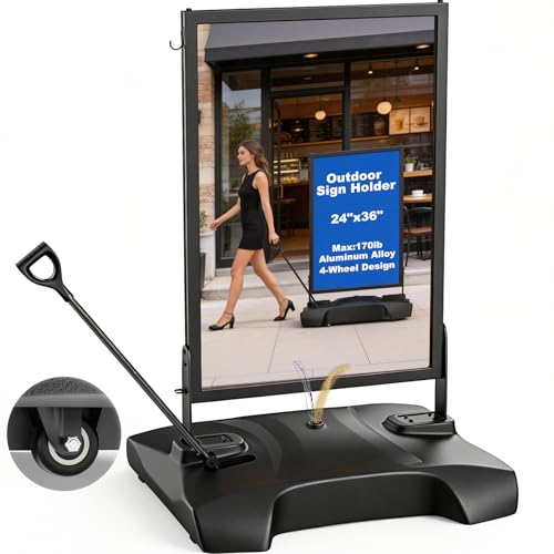 Support de panneau latéral extérieur 61x91,4 cm avec socle à eau et 4 roues