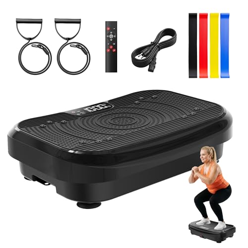 Vibration Plate Exercise Machine 450LBS Capacity Full Body Workout Vibrating Plate for Lymphatic Drainage Weight Loss 199 Levels Shake Platform with Resistance Bands for Women Men