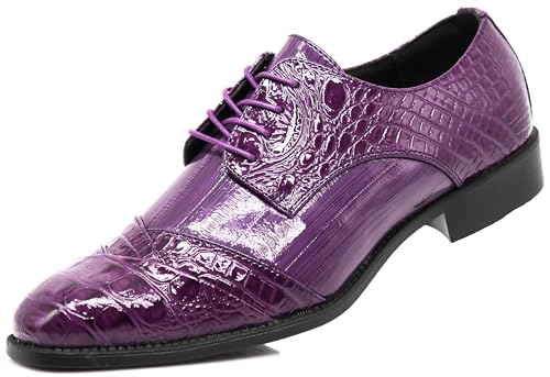 Image of STW Men's Alligator Crocodile Print Oxfords Fashion Lace Up Dress Shoes