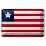 Vintage Metallschild | Flagge von Liberia | Dekoration | 20 cm x 30 cm