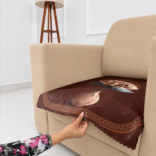 Image of Homerz Premium 'Luxe Series' Holland Velvet Sofa Cover | Smooth Finish | Anti-Skid Fleece Backing | Soft Touch Couch Protector for Living Room (Vase, 1 Seater, Only Seat Cover)