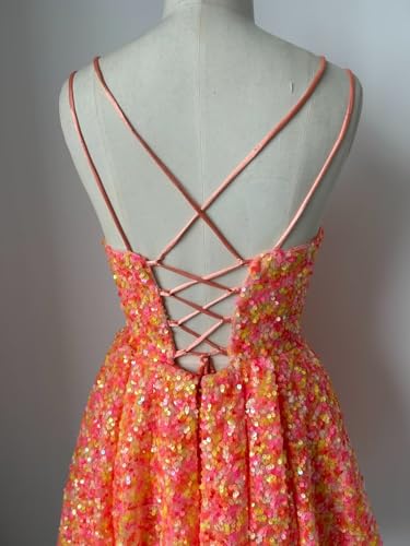 Spaghetti Straps Sequin Homecoming Dresses Sparkly Plus Size Short Prom Dresses for Women 20252