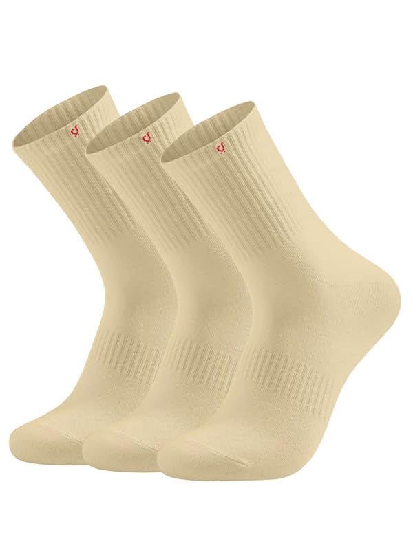 trendmalls Cotton Blend Socks for Mens & Womens, Crew Length, Athletic Odour Free with Arch Support Sports Running wear Unisex Free Size (Packs of 3 & 6)-picture-46