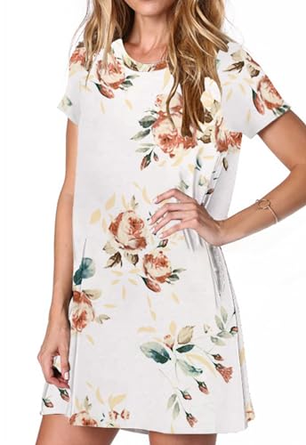 Image of Alaster Women's Casual Summer T Shirt Dress Loose Short Sleeve Tunic Dress with Pocket for Women