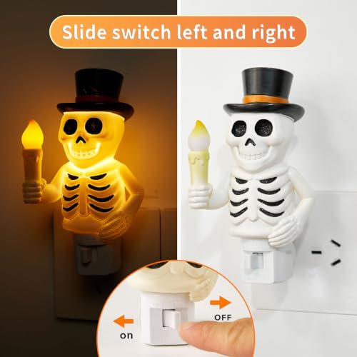 Image of Skull Night Light, 2026 New Skeleton Night Light, Halloween Horrible Light Decoration for Halloween Party and Home Decor (White)