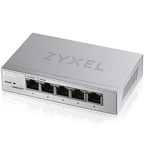 Image of Zyxel 5-Port Network Switch | Web Managed Gigabit Ethernet Splitter| 5X GbE Ports | QoS, Link Aggregation, VLAN, IGMP Snooping | Fanless | Desktop [GS1200-5v3]