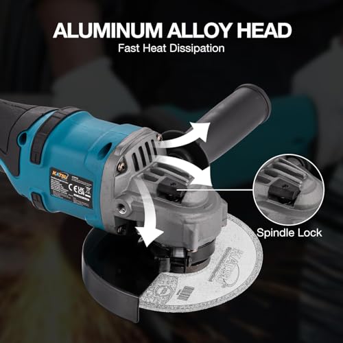 KATSU FIT-BAT 21V Brushless Cordless Angle Grinder 115mm 125mm Slim Body, 3 Speeds, for Cutting Grinding and Polishing, Batteries Not Included 102619 6 KATSU FIT-BAT 21V Brushless Cordless Angle Grinder 115mm 125mm Slim Body, 3 Speeds, for Cutting Grinding and Polishing, Batteries Not Included 102619 - Image 6