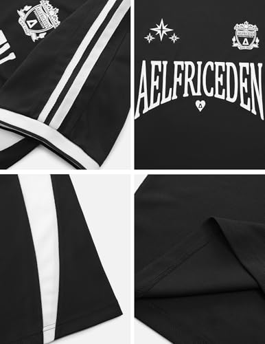 Aelfric Eden Jersey Shirts Women Oversized Mesh V Neck Graphic Tees Y2k Color Block Short Sleeve T Shirt Tops