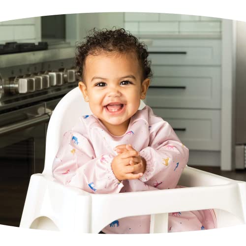 Tiny Twinkle Mess Proof Baby Bib,Waterproof Smock Baby Bib for Eating,Machine Washable Long Sleeve Bib,Baby Led Weaning,Toddler Bib,BLW Supplies(Unicorn Confetti, Large 2-4 Years)2