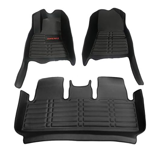 AWEMAT for Tesla Model 3 2017-2020 Model Digital Measured Exquisite Pattern Custom Fit Car Floor Mats for-Large Coverage -Waterproof-All Weather Protection-Black