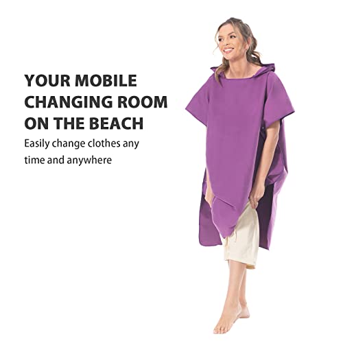 MOKANI Changing Robe Microfiber Towel Poncho with Hood for Beach Surfing Swimming Wetsuit Changing Quick Dry & Light Weight - Image 3