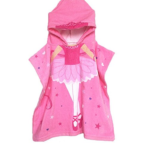 Zinsale Cartoon Kinder Kapuzen Strand Badetuch Weiche Baumwolle Kapuzenhandtücher Poncho Badetücher Kinder Bademantel Decke (Tanzendes Mädchen, Länge: 60 cm) Cover