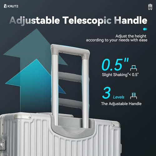 Krute Carry On Luggage 20 inch Suitcase with Wheels Aluminum Frame Zipperless Luggages Hard Shell Suitcases with PC+ABS TSA Lock 4 Metal Corner4