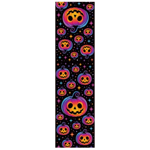 Image of Halloween Neon Pumpkin Dining Chair Covers Set of 4 Slipcover