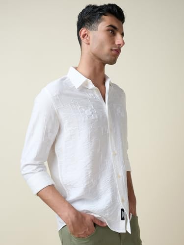 Image of Thomas Scott Mens Regular Fit Embroidered Full Sleeves Casual Shirt