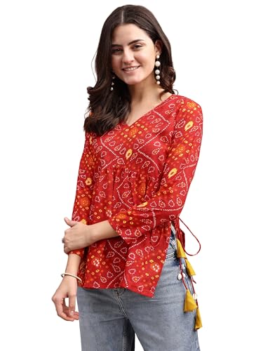 Image of Youthnic Women's Poly Rayon Printed Alia Cut Peplum Top | Top for Office | Women's Tunics | Short Kurti Women| Regular Fit