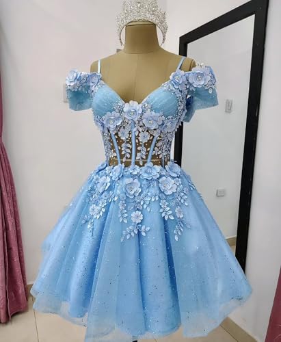 TRHTX Sparkly Beaded Short Homecoming Dress Off Shoulder DAMA Dresses Applique Tulle Cocktail Dresses2