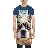 WSOIHFEC Lustige Schürze mit Hundebrille, wasserdicht, Unisex, Kochschürze mit 2 Taschen,...