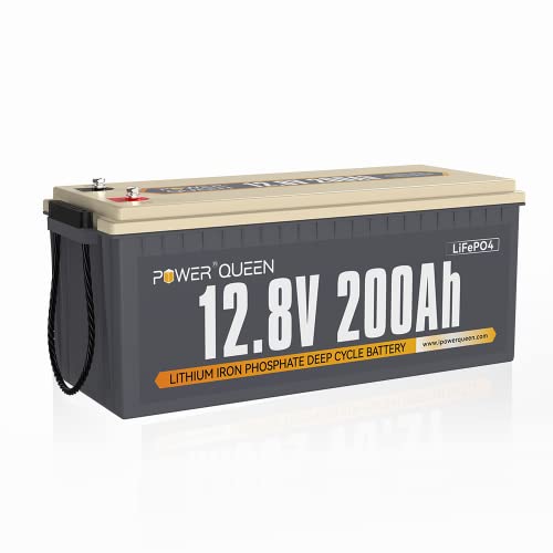 Image of Power Queen 12V 200Ah LiFePO4 Battery 2560Wh, RV Lithium Battery up to 15000 Deep Cycles, Backup Power for Solar Off Grid, Home Energy Storage, Camper Van Trailer