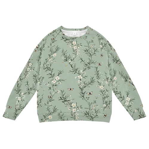 JUNZAN Chic Rosemary Sage Green Big Girls Hooded Sweatshirt Long Sleeve Sweatshirts for Boys Camping 4T - Main Image