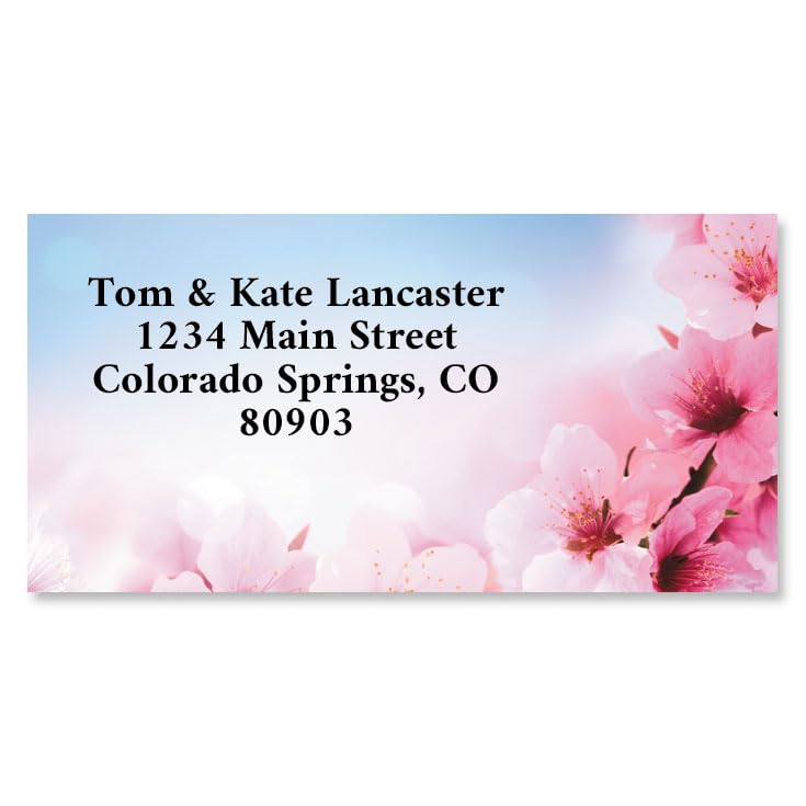 Colorful Images Peach Blossom Floral Return Address Mailing Labels, Personalize with Name & Address, Set of 144 Self Adhesive, Easy Peel Flat Label