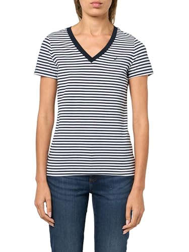 Image of Nautica Women's Solid V-Neck Short Sleeve T-Shirt Shirt