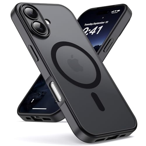 Ya en manzanajugosa.com: Oududianzi - Funda para iPhone 16 Compatible con MagSafe, Funda Trasera Translúcida de PC, TPU Silicona Bumper, Carcasa de Protección Militar Anti-Choques Antigolpes - Negro
