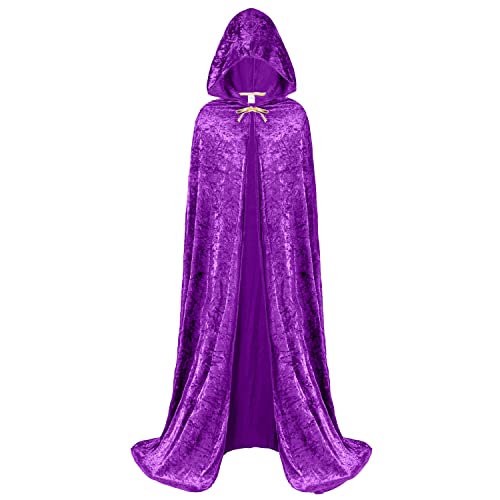 Spooktacular Creations Halloween Cape à Capuchon en Velours Sorcière Cape Costume Accessoire pour Femme (Violet)