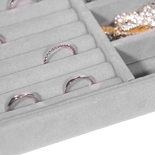 Diommell Set Of 9 Stackable Velvet Jewelry Trays Organizer, Jewelry Storage Box Display Trays Showcase Holder Closet Dresser Drawer Organizer For Earring Necklace Bracelet Ring Accessary #TOP5