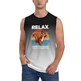 Haebfsl Relax! We're All Crazy Vintage Squirrels Men's Sleeveless Muscle Shirts,Singlet Vests Running Tank Tops,Large Black
