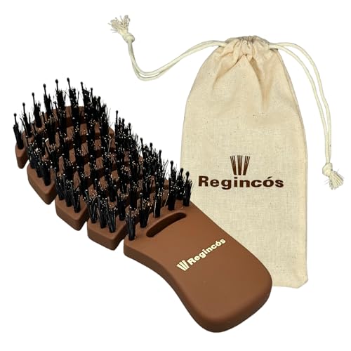 Regincós - Cepillo Pocket - Flexible - Cerda Natural - Antitirones - Desenreda - Cabello Seco y Mojado - Pequeño - Marrón