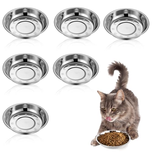 6 ciotole per cibo per gatti, 16 cm, di ispessimento, in acciaio inox, per gatti, piatti, per cani, cani di piccola taglia
