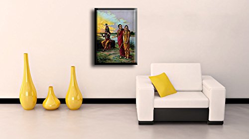Image of Tallenge - Radha Krishna (Manini Radha) - Raja Ravi Varma Mythology Collection - Medium Canvas - Framed (18 x 24 inches)