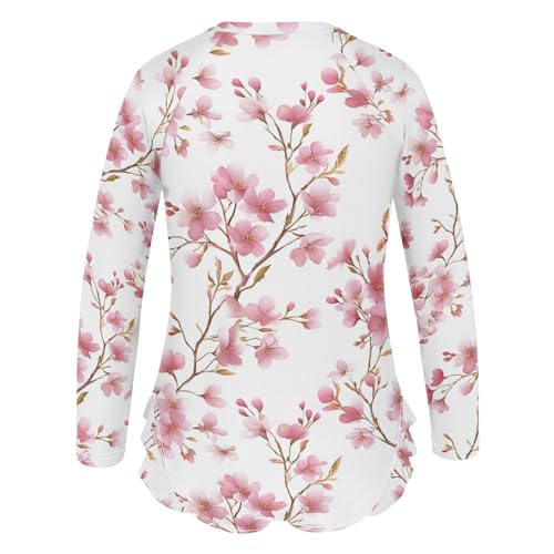 ALAZA Toddler Swimsuit Girl Bathing Suit Swimwear Rash Guard Cherry Blossoms Long Sleeve 3T3
