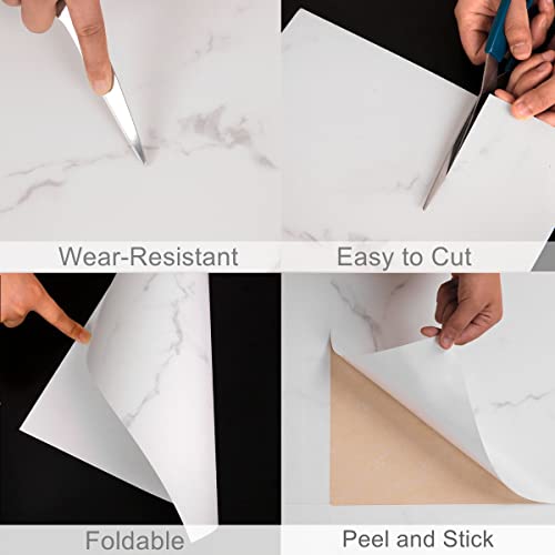 10 Pcs Peel And Stick Floor Tile White And Grey Marble Look Self Adhesive Vinyl Flooring 12 X 12 Inch Waterproof And Durable Floor Tile Removable Flooring Tiles For Rentals Bathroom Kitchen #TOP5