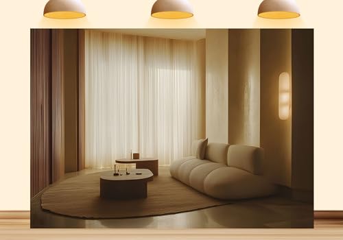 Apartment Living Room Backdrop Modern Luxury Interior Scenery Glass Floor Reading Nook Background for Overlook Library Corner Indoor Home House Design Party Decor Photo Props 9X6ft Fabric