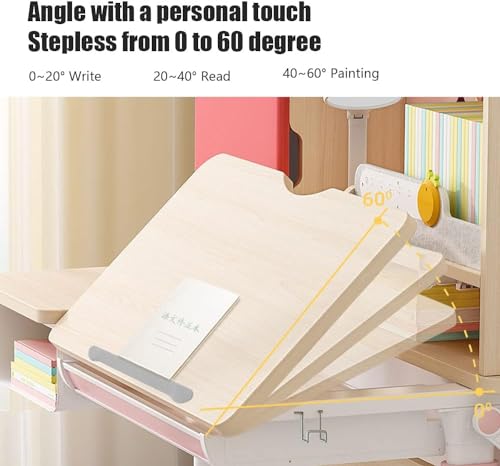 image for FCD Wood Adjustable Height Ergonomic Kids Study Desk Drafting Table Co